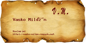 Vasko Milán névjegykártya
